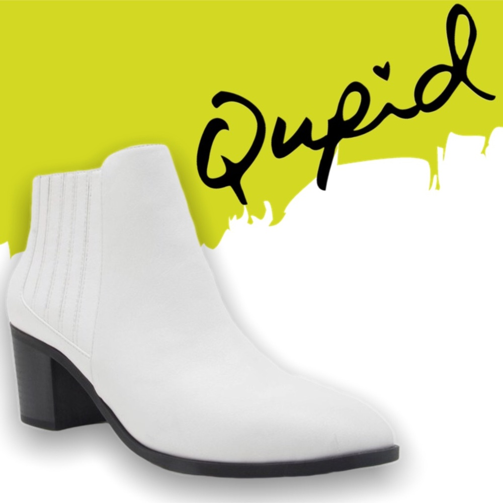 Topanga White Chelsea Stacked Heel Qupid Bootie - Picture 5 of 5